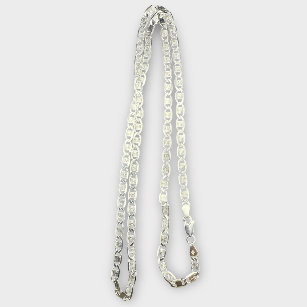 22” Sterling Silver Sunburst Valentino Link Chain Necklace